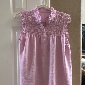 Pink Ruffled Sleeveless Blouse